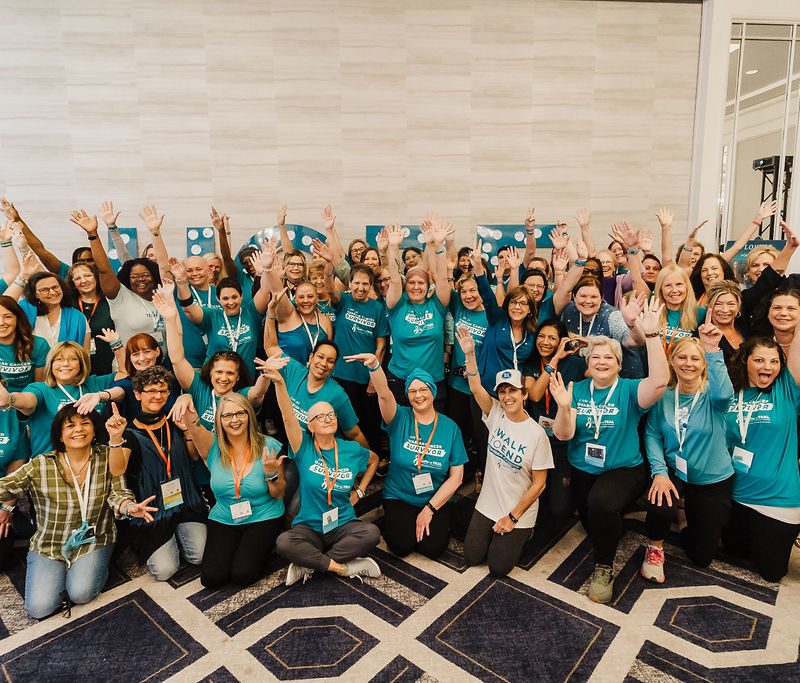Ovarian cancer survivors celebrate being together.